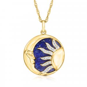 Ожерелье Ross-Simons с подвеской Lapis Celestial и белым топазом в 18-каратном золоте поверх стерлингового серебра Ross-Simons, белый