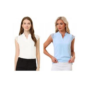 2 упаковки женской блузки-топа без рукавов с v-образным вырезом Inspire Chic, White Sky Blue