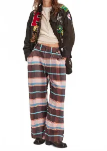 Брюки в клетку с пряжкой на спине, коричневые Free People