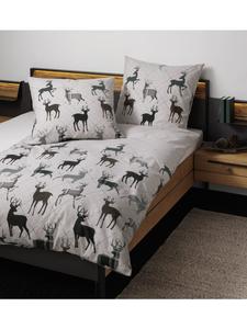 Постельное белье из тонкого фланелевого хлопка Davos бежево-зеленого цвета Janine, 155 x 220 + 80 x 80 см