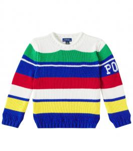 Полосатый хлопковый свитер-поло Polo Ralph Lauren Kids, Multi Stripe