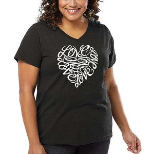 Футболка V-neck Cursive heart, plus size La Pop Art, Grey