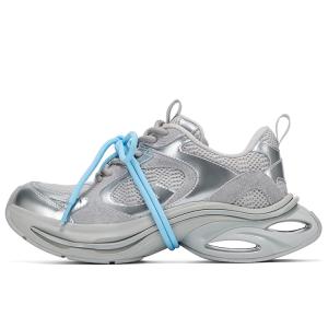 Ретро-спортивные повседневные туфли с мягкой подошвой, износостойкие, нескользящие, низкие, массивные кроссовки на платформе для женщин GG-CC, Silver