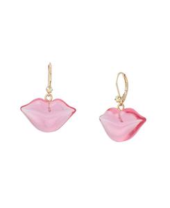 Серьги-подвески в форме губ с искусственными камнями Betsey Johnson, Pink/Gold