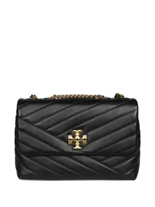 Маленькая плечевая сумка Kira Chevron Tory Burch, черный