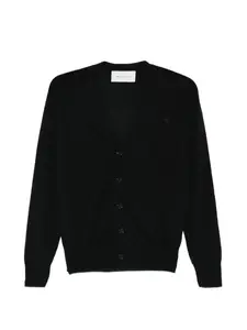 Кардиган с V-образным вырезом на пуговицах Ami Paris, черный