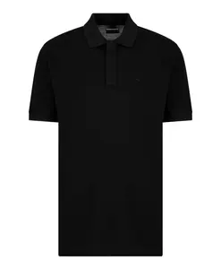 Черная рубашка-поло с микровышивкой в виде орла. Emporio Armani, черный