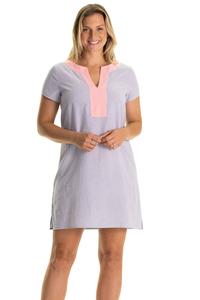 Кафтан Shortie Kai цвета неонового коралла и синего сирсакера Duffield Lane