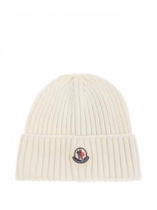 Шапка-бини из натуральной шерсти Moncler Enfant, белый