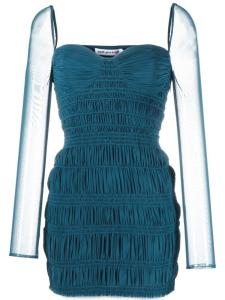 Self-Portrait платье со сборками и длинными рукавами, синий