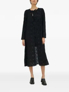 Платье миди с длинными рукавами и завязкой спереди Resume, черный