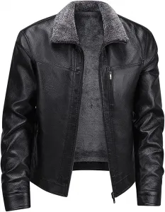 Мужская кожаная мотоциклетная куртка европейского образца в стиле панк, Black