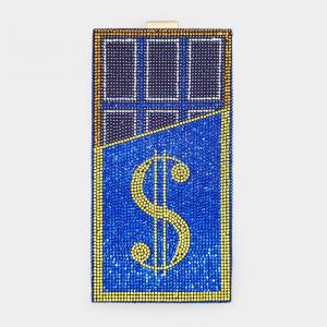 Блестящий клатч с долларовым принтом FASHNZFAB, синий