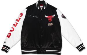 Бейсбольная куртка унисекс черный/белый Mitchell Ness