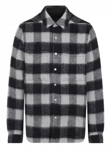 Рубашка из шерсти в клетку Rick Owens, черный