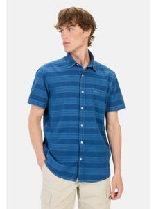 Хлопковая рубашка с короткими рукавами синего цвета Camel Active