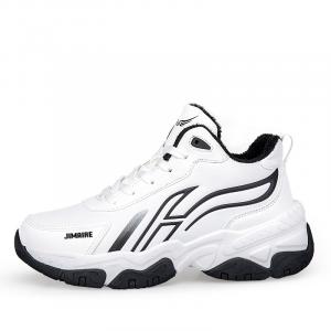 King Jinmai Антискользящие износостойкие водонепроницаемые утепленные низкие повседневные ботинки мужские белые на флисовой подкладке, цвет White, Fleece-Lined