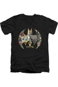 Футболка/футболка из хлопка премиум-класса с коротким рукавом и V-образным вырезом для взрослых Batman 80th Shield Gildan, черный