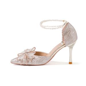 Женские туфли на высоком каблуке A poinsettia princess, Champagne 8Cm