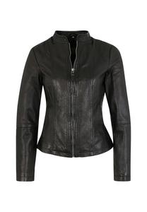 Кожаная куртка Палермо с коротким воротником стойкой 7eleven, черный