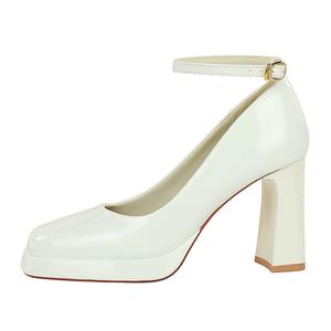 QITUMAUL Туфли Мэри Джейн на массивном каблуке 9 см женские белые, цвет White[Heel Height 9cm]