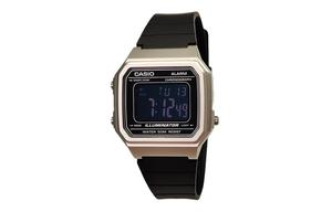 CASIO Часы Retrofit Series Quartz Movement Resin Strap Watch Men's Watch Black Dial, Black Dial with Black-Violet Crystal