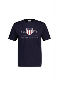 Футболка мужская - REGULAR ARCHIVE SHIELD, круглый вырез, короткие рукава, хлопок, принт GANT, синий