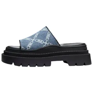 MICHAEL KORS Тапочки-слайды женские, джинсовые, синие, 6,5 см