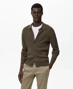 Мужской ребристый вязаный кардиган Mango, синий