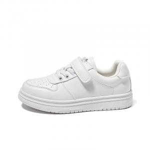 Snoffy Детские кожаные кеды с низким верхом, противоскользящие, белые