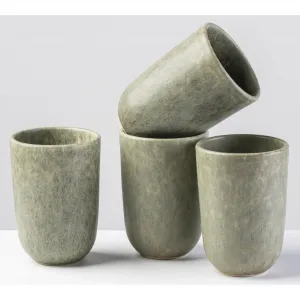 Gipfelstück кружка «Mos'n'Stein», (набор, 4 шт.), стиль Сканди, реактивная глазурь, каждое изделие уникально, 4 шт, зеленый