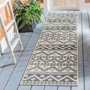 Ковер SAFAVIEH, 69 x 244 см, Veranda Collection Beige/Grey VER095 Boho для дома и улицы, не линяет, легко чистится, для патио, заднего двора, крыльца, террасы, прихожей