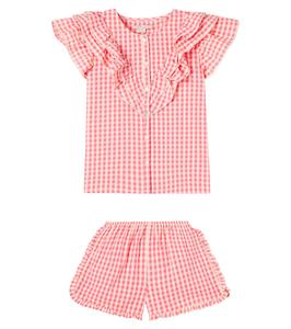 Комплект из хлопковой рубашки и шорт Kim Konges Sløjd, Flamingo Plume Check