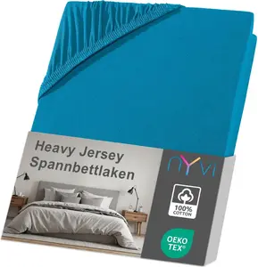 Простыня на резинке DreamScience Heavy Jersey 140x200 - 160x200 см, петролатум, для матрасов высотой до 22 см - Простыня на резинке, сохраняет форму, 160 г/м², эластичная по всему периметру, не требует глажки NYVI