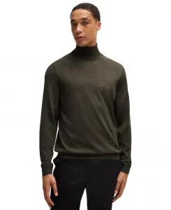 Мужской тонкий свитер с воротником-стойкой из мериносовой шерсти Hugo Boss, синий