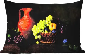 Подушка для улицы - деревенская - фрукты - корзина - натюрморт - 50 x 30 см - водонепроницаемая - подушка для отдыха - подушка для дивана - украшение для гостиной MuchoWow