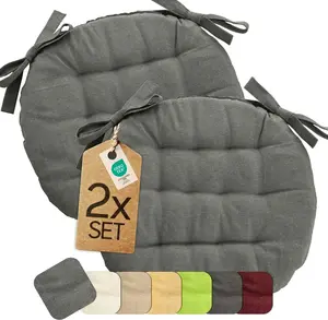 Подушка на сиденье круглая etérea - набор из 2 подушек для дома и улицы, 38x38 см - серая - с завязками etérea home GmbH