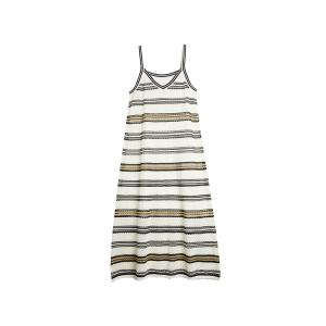 ELLE Платье-комбинация женское в полоску с V-образным вырезом, тонкое, средней длины