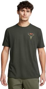 Under Armour мужская футболка с коротким рукавом White Tail | повседневная одежда для охоты | футболка с принтом White Tail и охотничьего сезона, (310) Baroque Green/Blaze Orange