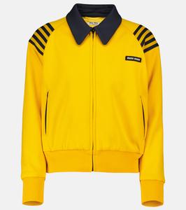 Полосатый кардиган на молнии Miu Miu, желтый