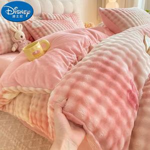 Disney Комплект постельного белья, простыня на резинке, 200x230 см, розовый с облаками и сердечками