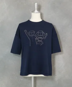 Пуловер с коротким рукавом и точечным рисунком Studio Picone, цвет Navy (060)