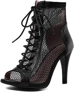 PIVAPAM Женские танцевальные туфли на шпильке сандалии черные с открытым носком и платформой удобные танцевальные туфли