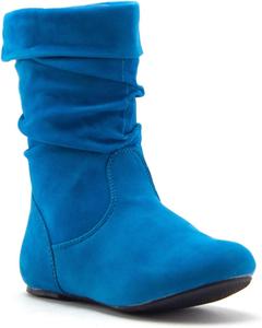 Детские сапожки Jazamé Little для девочек Bella из замши с молнией до колена для верховой езды, Turquoise-Su