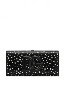 Клатч с логотипом DG и кристаллами DOLCE & GABBANA, черный