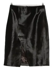 Юбка из телячьей шерсти с боковыми разрезами LouLou de Saison, коричневый