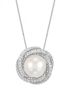 Ожерелье с подвеской Love Bundle длиной 18 дюймов из 14-каратного белого золота с культивированным пресноводным жемчугом (11 мм) и выращенным в лаборатории бриллиантом (5/8 карата) Grown With Love, white