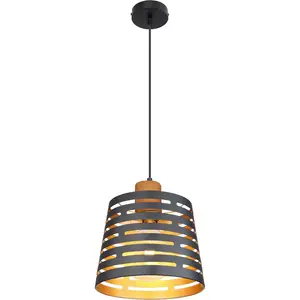 Подвесной светильник ABLONA E27 1 шт. Подвесной светильник/люстра/дерево/золотистый/регулируемая высота Globo Lighting, черный