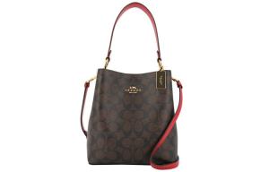 COACH Городская сумка через плечо из покрытого холста с гладкой кожей