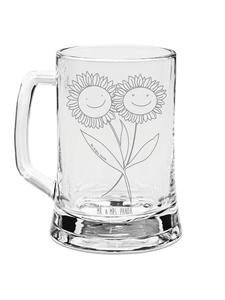 Пивная кружка с цветком подсолнуха без слов, прозрачная Mr. & Mrs. Panda